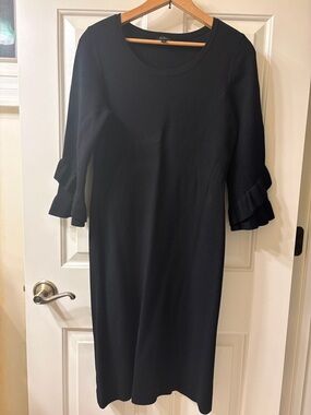 Talbots Black Midi Dress with Ruffle Sleeves